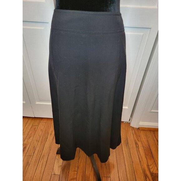 Black A Line Stretch Full Sweep Midi Skirt 10 Riding Skirt Old Money Minimalist - Picture 1 of 8